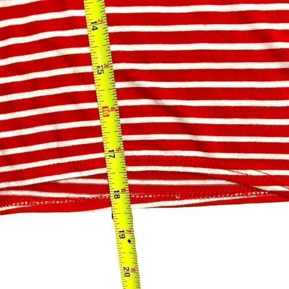Olivia Rae Red and White Striped Short Sleeve Shirt With Side Tie, Size M - Picture 4 of 5